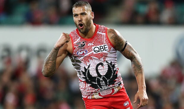 AFL 2018 Round 11 - Sydney v Carlton SYDNEY, AUSTRALIA - JUNE 01: Lance Franklin of the Swans celebrates kicking a goal during the round 11 AFL match between the Sydney Swans and the Carlton Blues at Sydney Cricket Ground on June 1, 2018 in Sydney, Australia. (Photo by Mark Metcalfe/AFL Media/Getty Images)